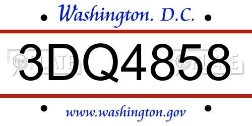 3DQ4858 District Of Columbia License Plate