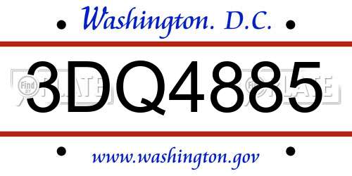 3DQ4885 District Of Columbia License Plate