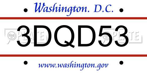 3DQD53 District Of Columbia License Plate
