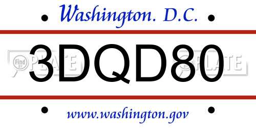 3DQD80 District Of Columbia License Plate