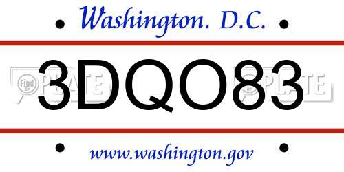3DQO83 District Of Columbia License Plate