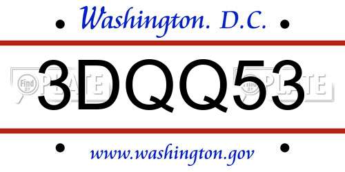 3DQQ53 District Of Columbia License Plate