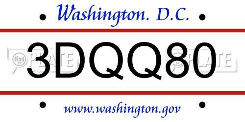 3DQQ80 District Of Columbia License Plate