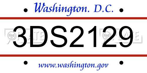 3DS2129 District Of Columbia License Plate