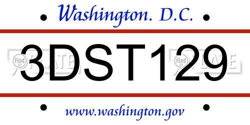 3DST129 District Of Columbia License Plate