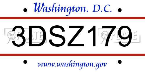 3DSZ179 District Of Columbia License Plate