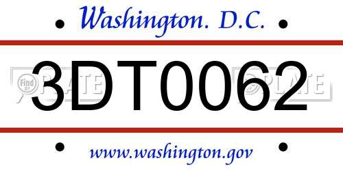 3DT0062 District Of Columbia License Plate