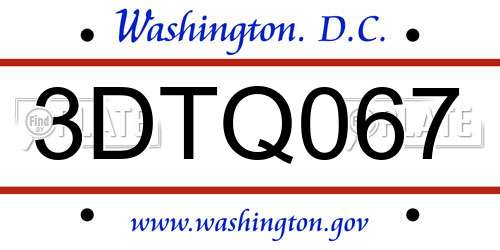 3DTQ067 District Of Columbia License Plate