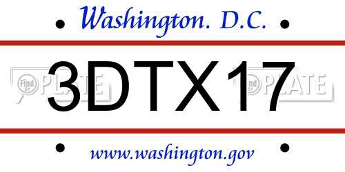 3DTX17 District Of Columbia License Plate