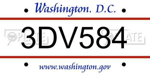 3DV584 District Of Columbia License Plate