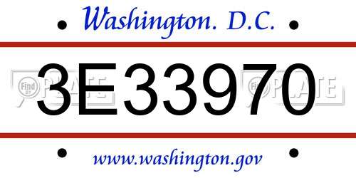 3E33970 District Of Columbia License Plate