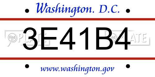 3E41B4 District Of Columbia License Plate