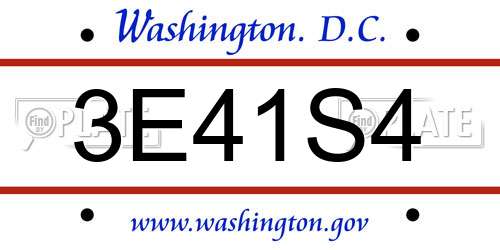 3E41S4 District Of Columbia License Plate