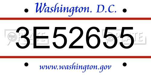 3E52655 District Of Columbia License Plate