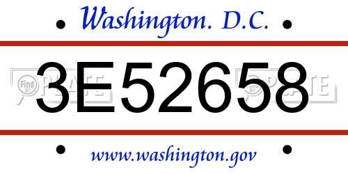 3E52658 District Of Columbia License Plate