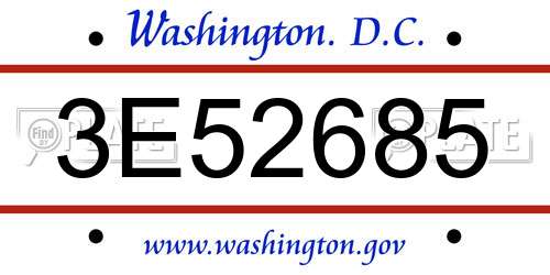 3E52685 District Of Columbia License Plate
