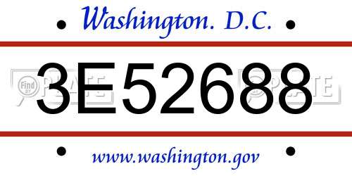 3E52688 District Of Columbia License Plate