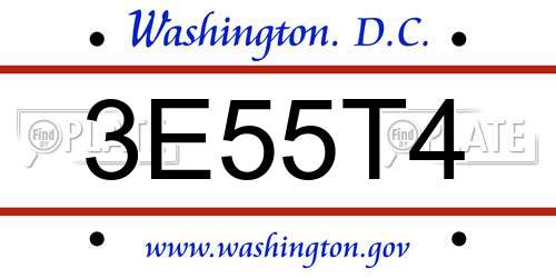 3E55T4 District Of Columbia License Plate