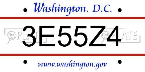 3E55Z4 District Of Columbia License Plate