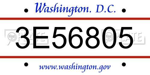 3E56805 District Of Columbia License Plate