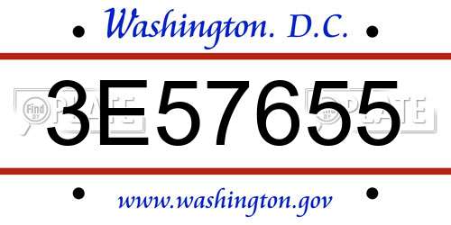 3E57655 District Of Columbia License Plate