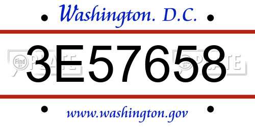 3E57658 District Of Columbia License Plate