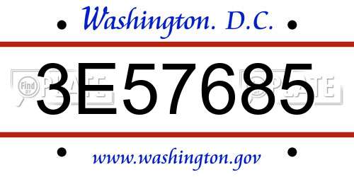 3E57685 District Of Columbia License Plate