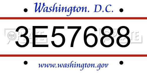 3E57688 District Of Columbia License Plate