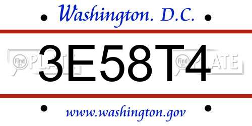 3E58T4 District Of Columbia License Plate