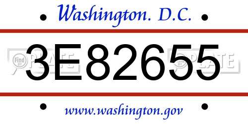 3E82655 District Of Columbia License Plate