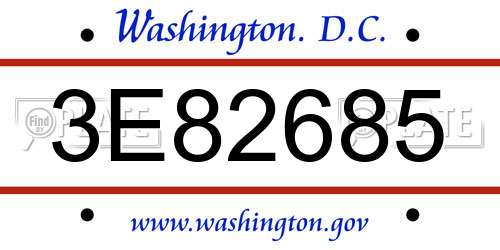 3E82685 District Of Columbia License Plate