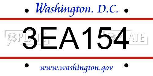 3EA154 District Of Columbia License Plate