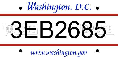3EB2685 District Of Columbia License Plate