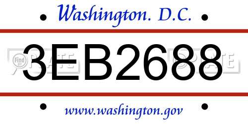 3EB2688 District Of Columbia License Plate