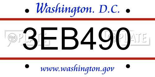 3EB490 District Of Columbia License Plate