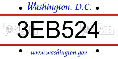 3EB524 District Of Columbia License Plate