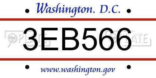 3EB566 District Of Columbia License Plate