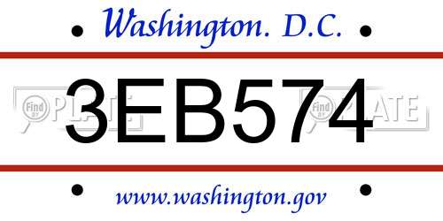 3EB574 District Of Columbia License Plate