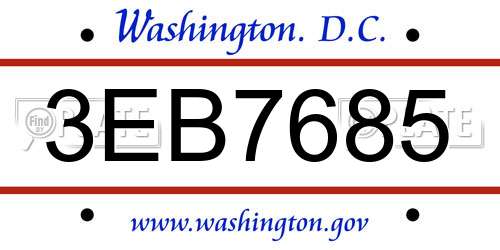 3EB7685 District Of Columbia License Plate