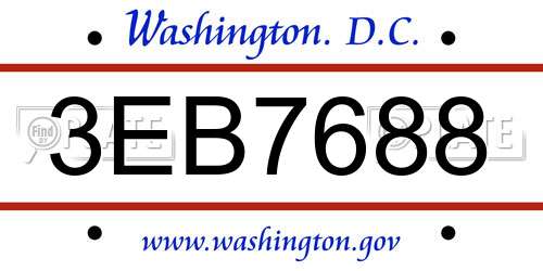 3EB7688 District Of Columbia License Plate