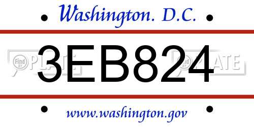 3EB824 District Of Columbia License Plate