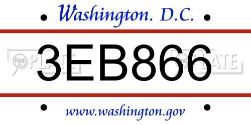 3EB866 District Of Columbia License Plate