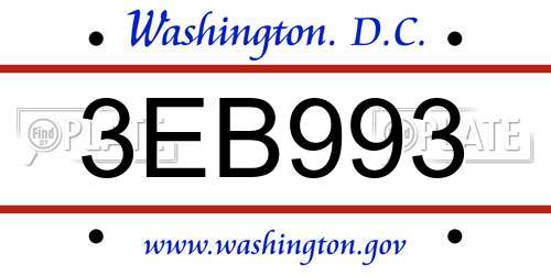 3EB993 District Of Columbia License Plate