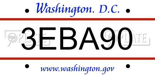 3EBA90 District Of Columbia License Plate