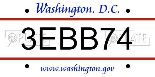 3EBB74 District Of Columbia License Plate