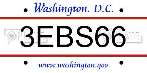 3EBS66 District Of Columbia License Plate