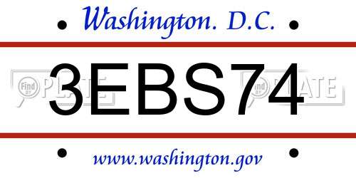 3EBS74 District Of Columbia License Plate