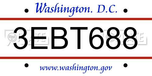 3EBT688 District Of Columbia License Plate