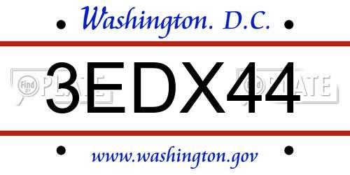 3EDX44 District Of Columbia License Plate