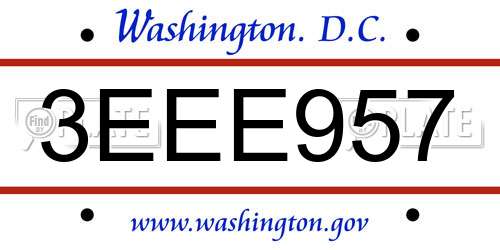 3EEE957 District Of Columbia License Plate